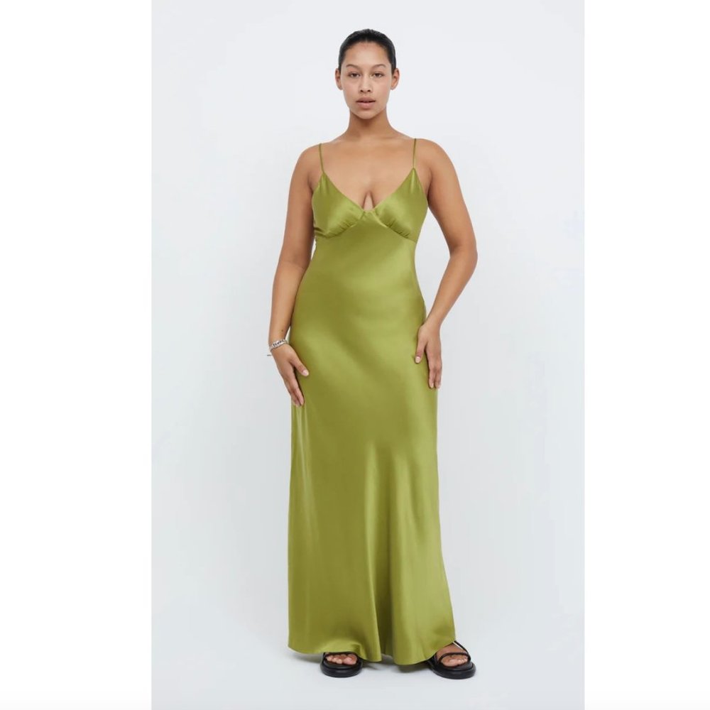 Bec & Bridge - Amber V Maxi Dress in Fern Green (Size 4)